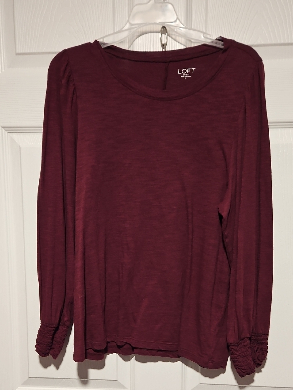 LOFT Long Sleeve Scoop Neck Top - Wine
